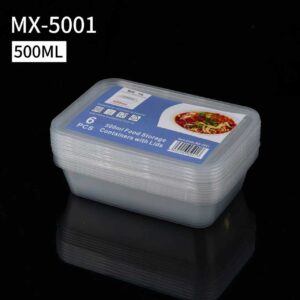 Plastic Food Container - 500ML PAK 6 (BOX QNTY 48)
