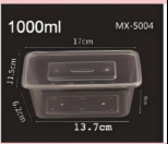 Plastic Food Container - 1000ML PAK 4